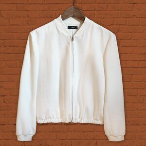 Theory Baharah Minimalist Lightweight Silk Crepe Bomber Jacket Size M